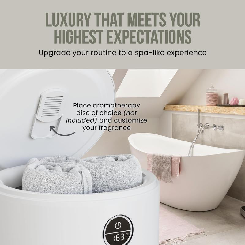 Fontaines Luxury Towel Warmers for Bathroom, Spa - Heated Towel Warmer Bucket with Wood Handle, Safe Auto Shut-Off, Fits up to Two 40" X 70" Oversized Bath Towels